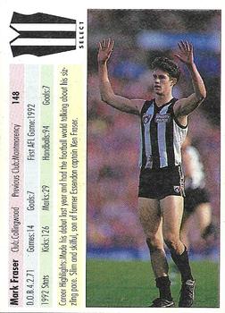 1993 Select AFL #148 Mark Fraser Back